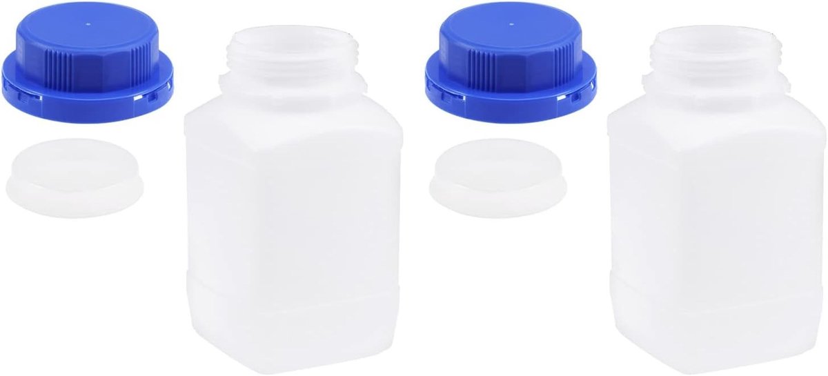 2 Stuks Lab Chemische Fles, Brede Opening Plastic Containers | Reagent Monster Verpakking, Ideaal voor Laboratorium, Opslag en Fabriek (Translucent, 500ml)