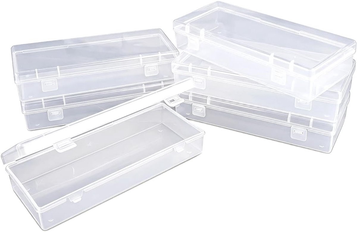 Kleine Plastic Opbergdozen met Scharnierende Deksel - Set van 6 voor Organisatie en Opslag