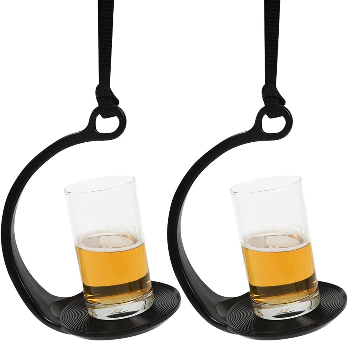 Anti-Spill Cup Holder Set van 2 - Draagbare en Duurzame Bekershouder met Lanyard voor Koffie, Thee en Sap, Zwart