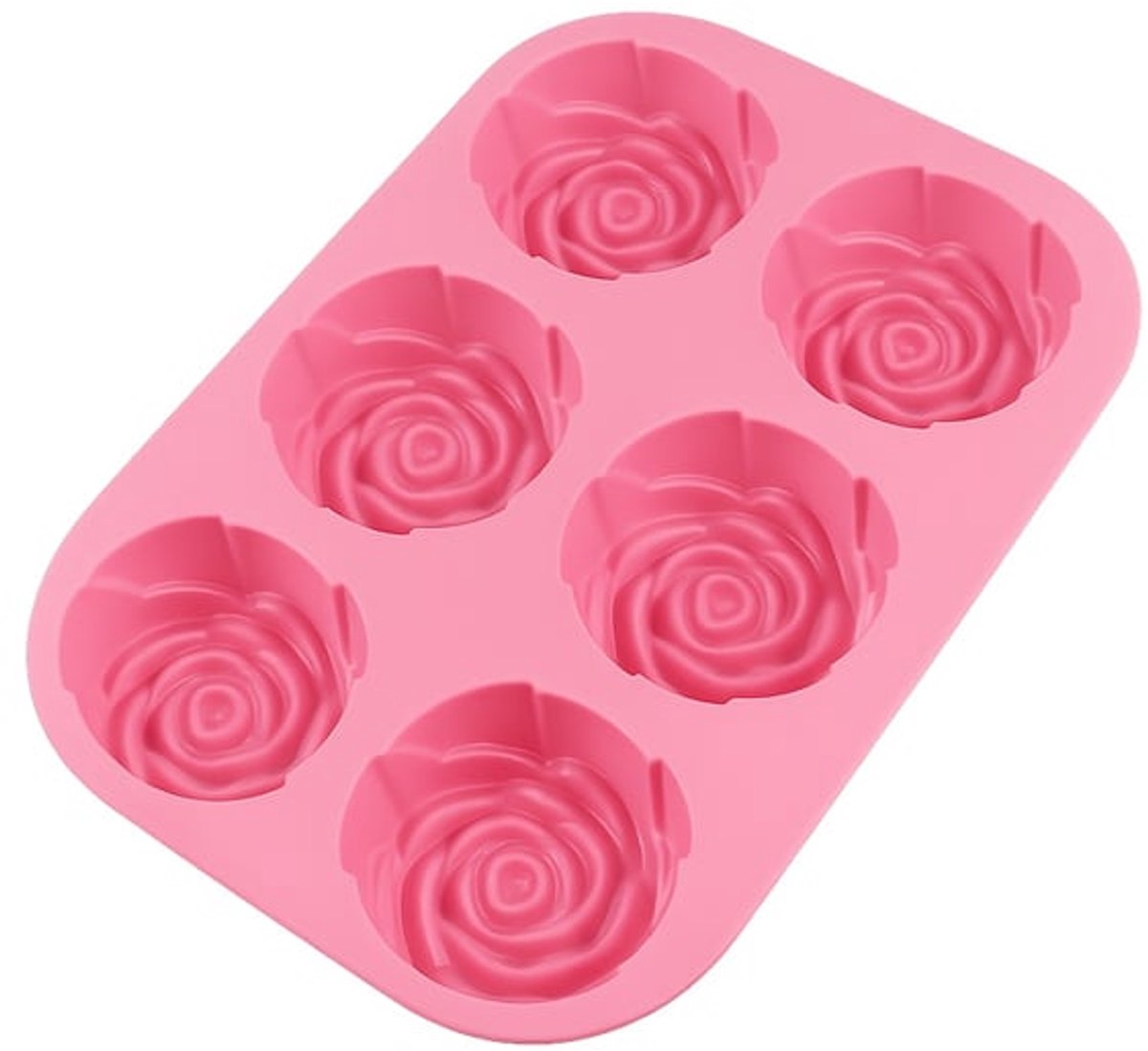 Siliconen cakevorm Geschikt voor 6 holtes in de vorm van een roos, ideaal Geschikt voor het zelf maken van handgemaakte zeep of aromatherapie.