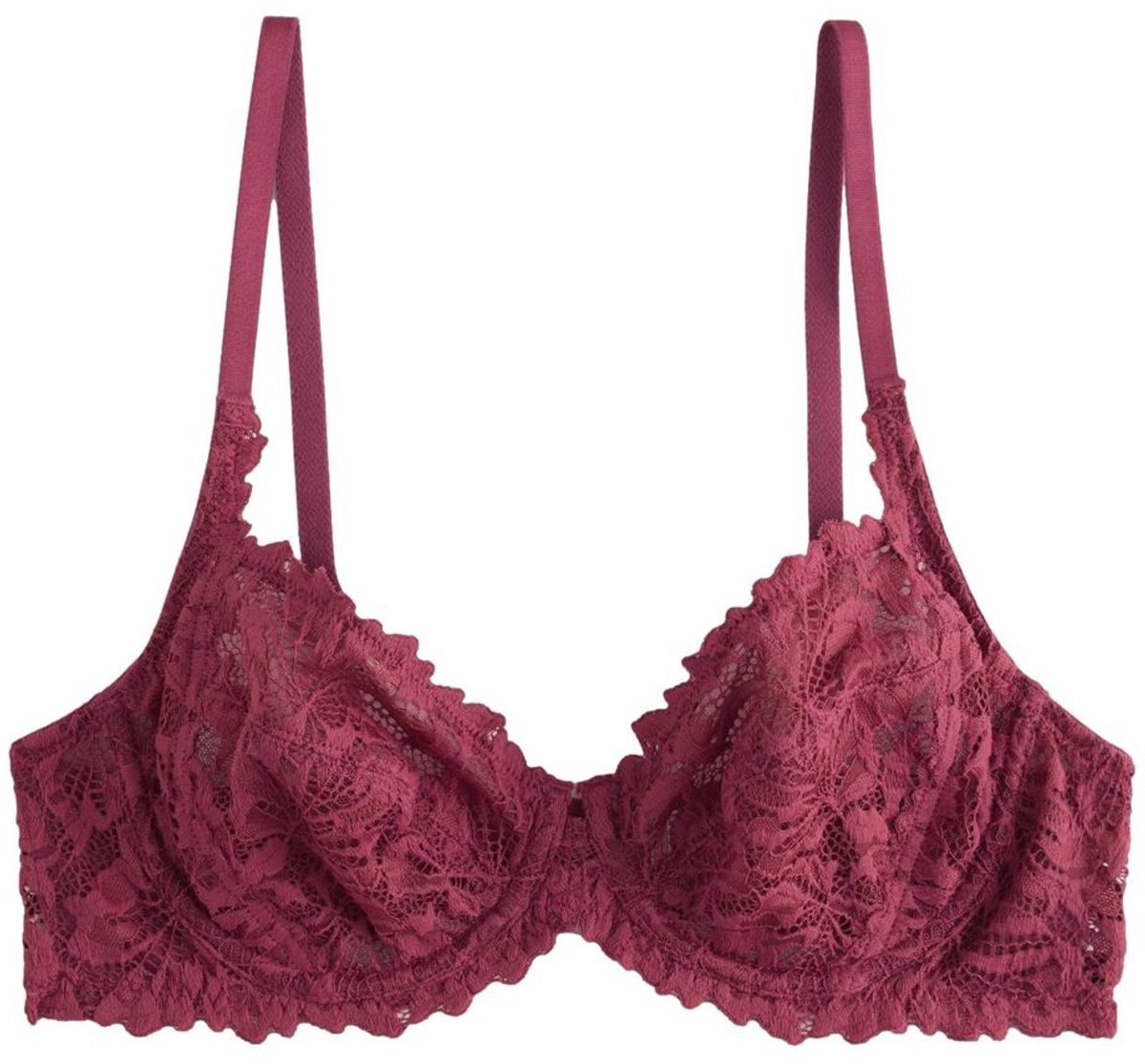 Next Dames - Ultimate Comfort kanten beha met volle cups zonder vullingen - Rood Burgundy Red