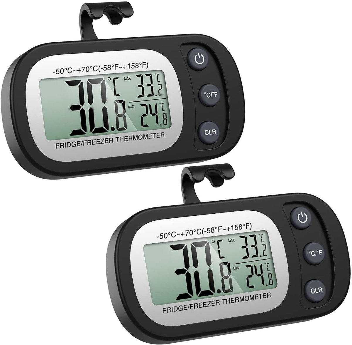 Aanlegthermometer - Zwart - Digitale Koelkast- en Vrieskastthermometer met Magnetische Bevestiging - Voor Voedselveiligheid