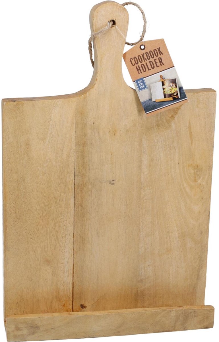 Kookboekstandaard tablethouder - 25 x 38 cm - hout - houder voor kookboeken - opstaande rand - Handige keuken accessoires — cadeau in Kookcadeaus - foto 5