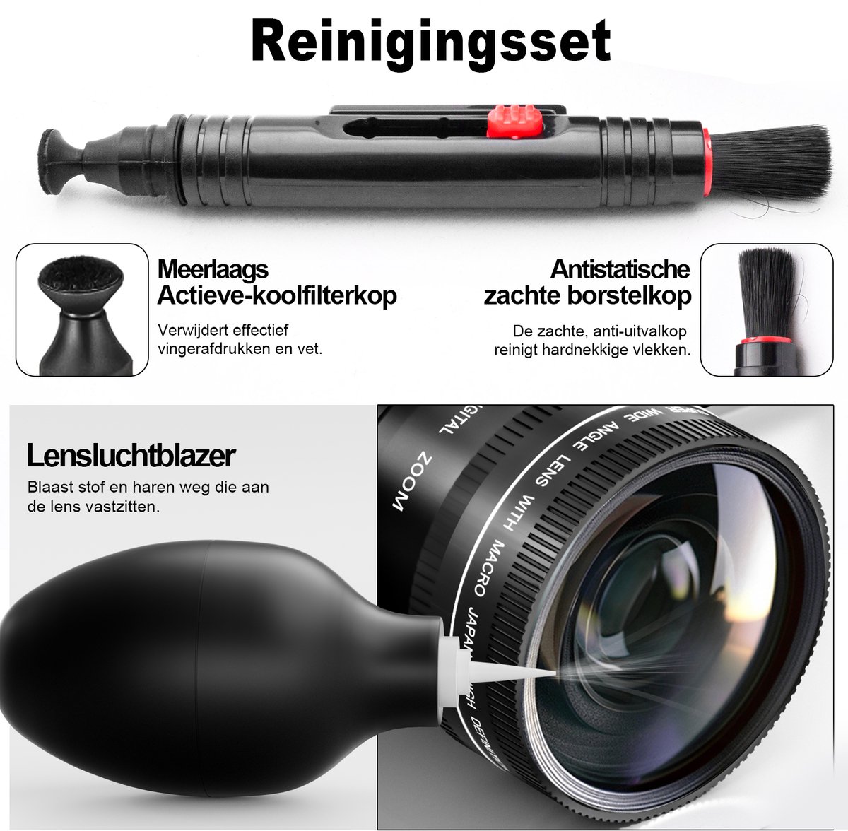 NBD S100 Digitale Camera - 5K - 64MP - 16X Digitale Zoom - Optische Zoeker - WiFi - 180° Draaibaar Scherm - Compact Camera voor Reizen - Microfoon - LED Licht - 3 Kleurenfilters - 0.45X Supergroothoeklens - Handgreepstatief - Zwart thumbnail 2