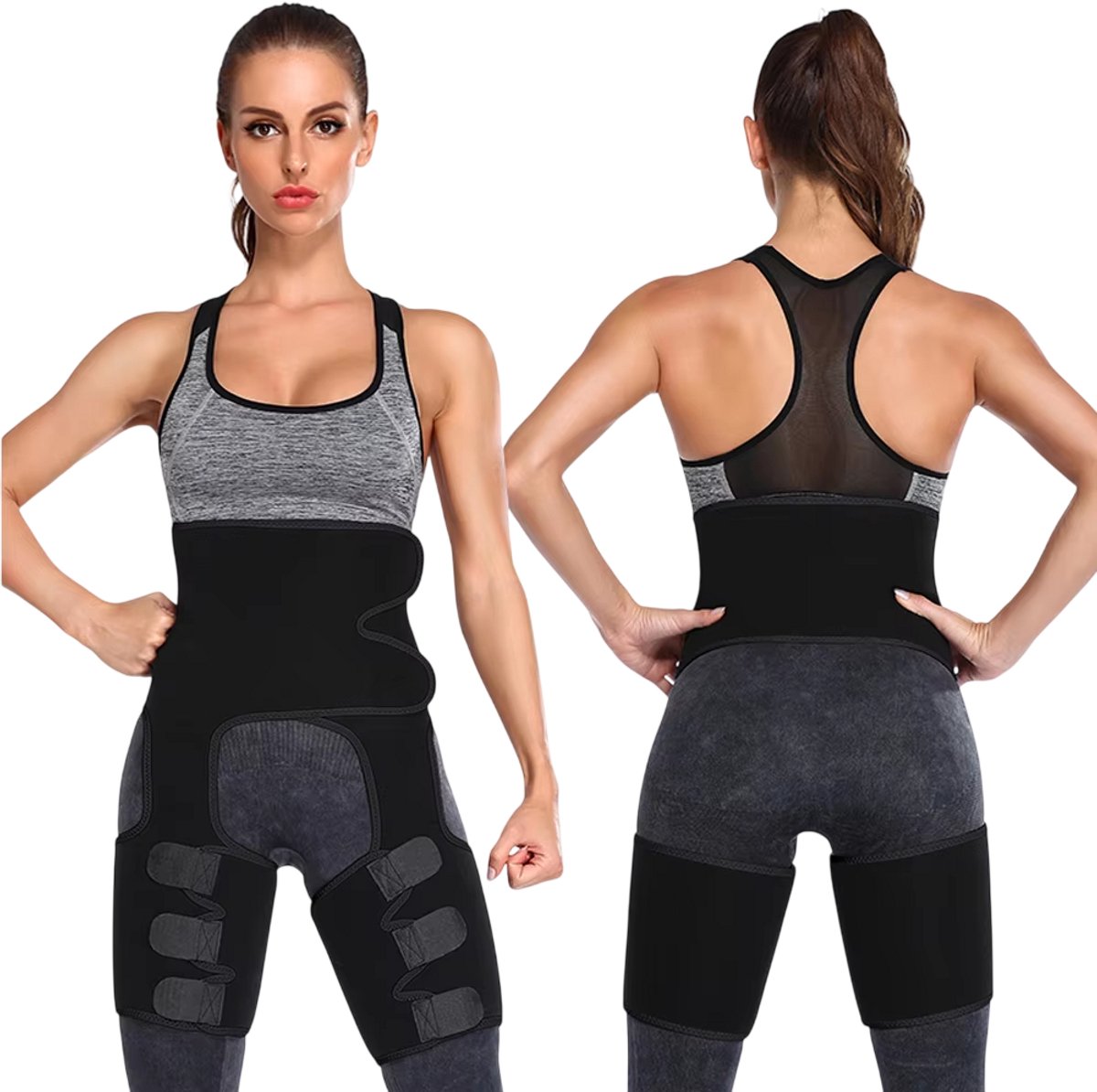 Taille Trainer Vrouwen 3-in-1 – Taille Shaper, Buik- en Dij Trimmer, Billen Lifter, Body Shaper & Afslankband voor Workout - Zwart - Maat 2XL-3XL