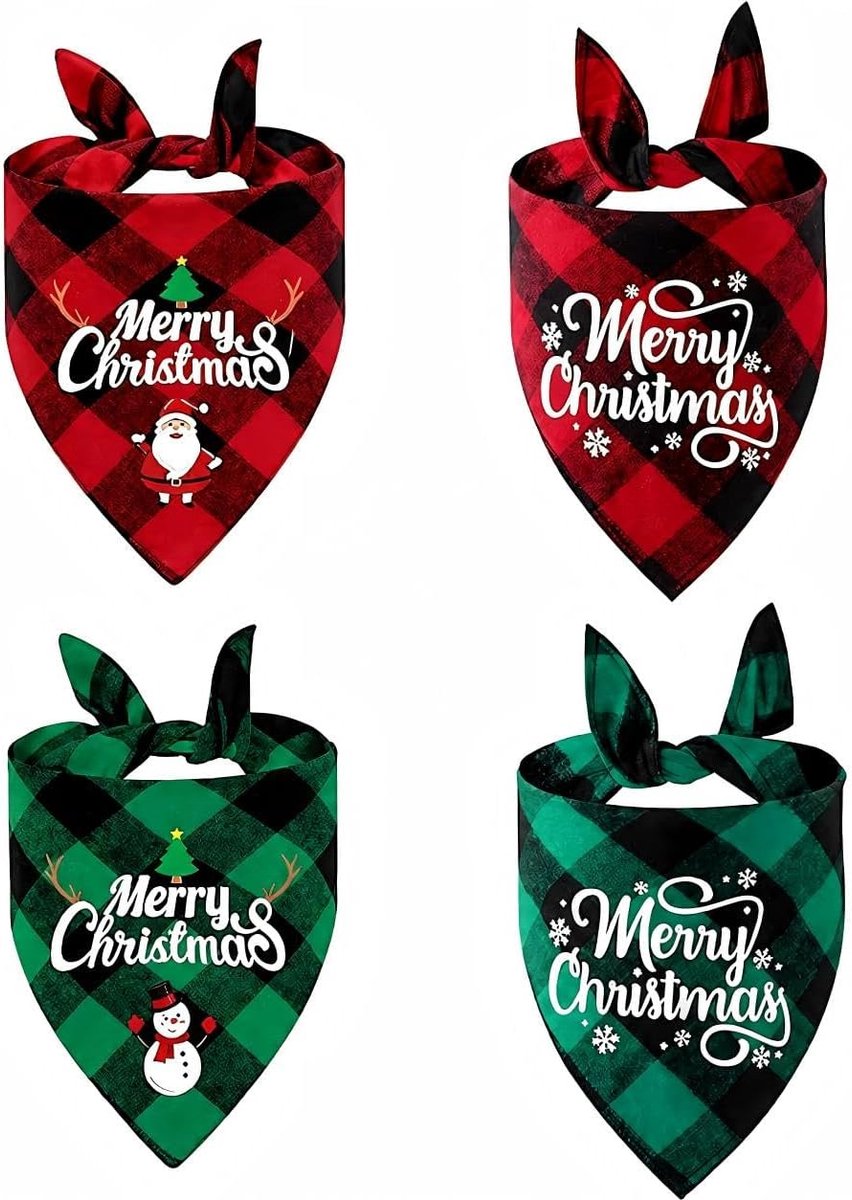 Hondenbandana - Set van 4 - Rood en Groen