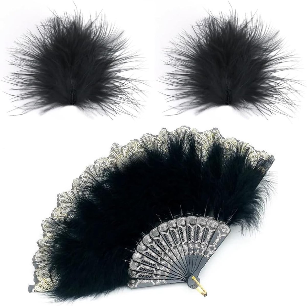 Vintage stijl accessoires met zwarte veren voor vrouwen - Perfect voor Gatsby kostuums, Charleston feesten en 1920s thema evenementen