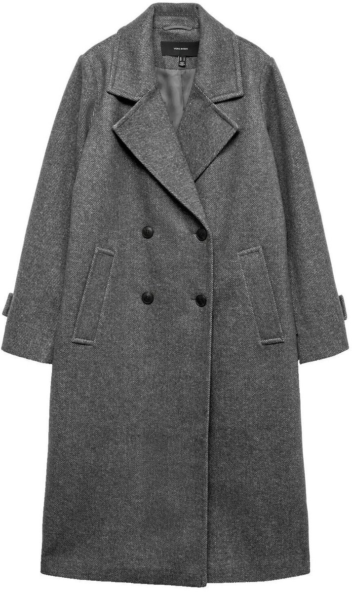Vero Moda Jas Vmeva Long Coat Noos 10348666 Medium Grey Melange Dames Maat - XXL
