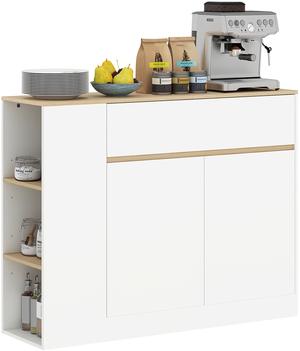 HOMCOM Buffetkast Spaanplaat, MDF 105L x 30B x 81,5H cm Wit