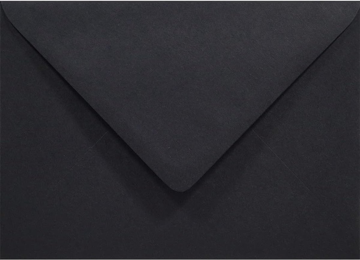 50 Stuks Zwarte B6 Enveloppen 125x175mm voor Trouwen, Kerst en Uitnodigingen - 80g Puntklep Zonder Venster