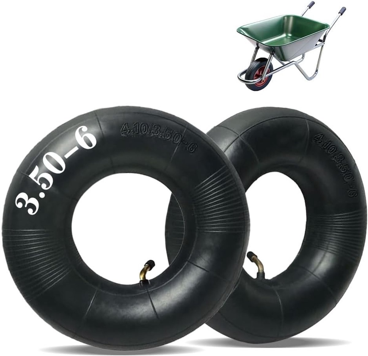 Kruiwagenband - Zwart - 4.10/3.50-6 - Binnenband van Rubber - Voor Kruiwagens en Handwagens