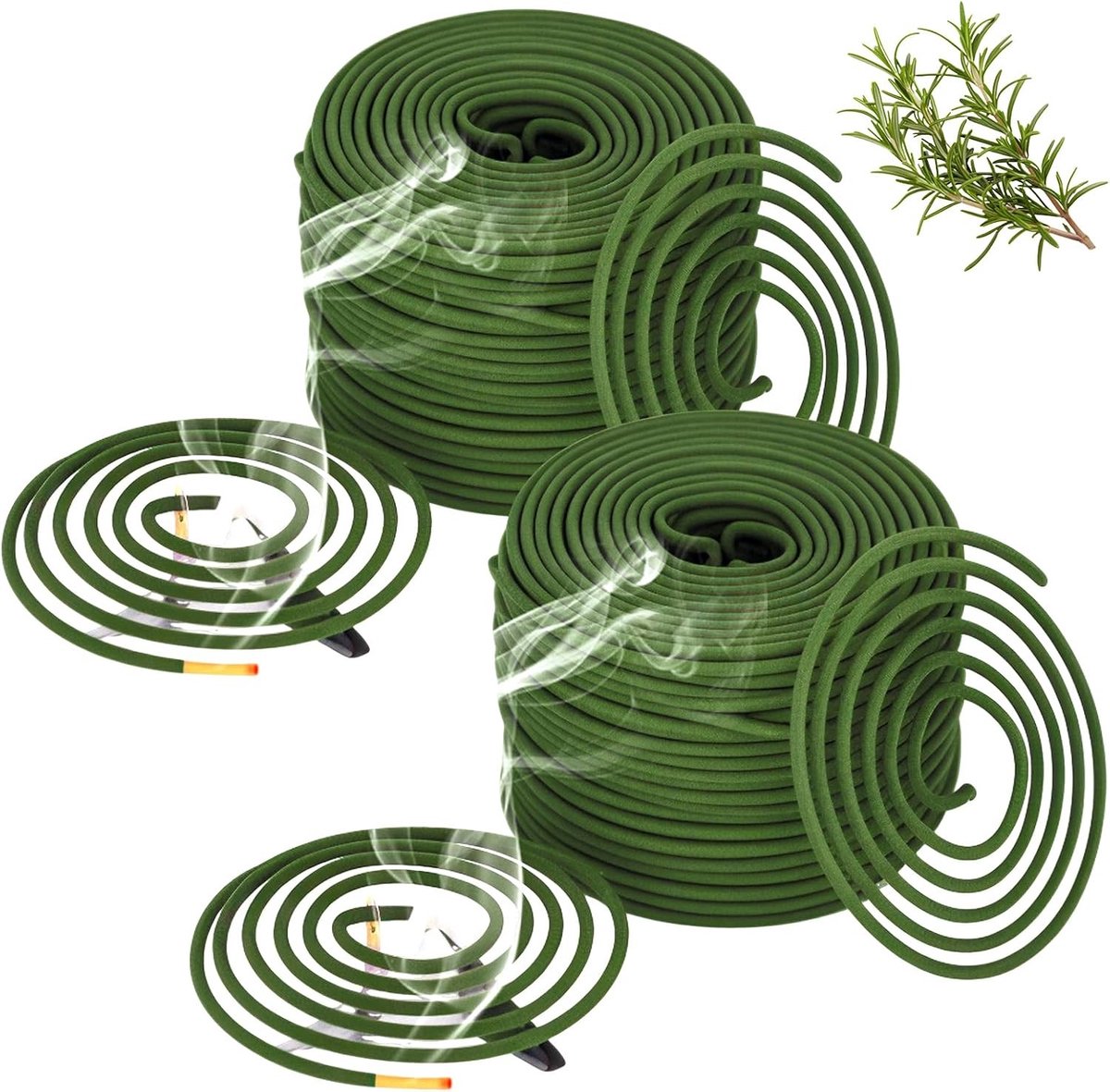 Set van 2 Salie Wierook Spiralen met Houder voor Buiten, Tuin, Kamperen en Slaapkamer Decoratie - 100 Spiralen (50 x 2)