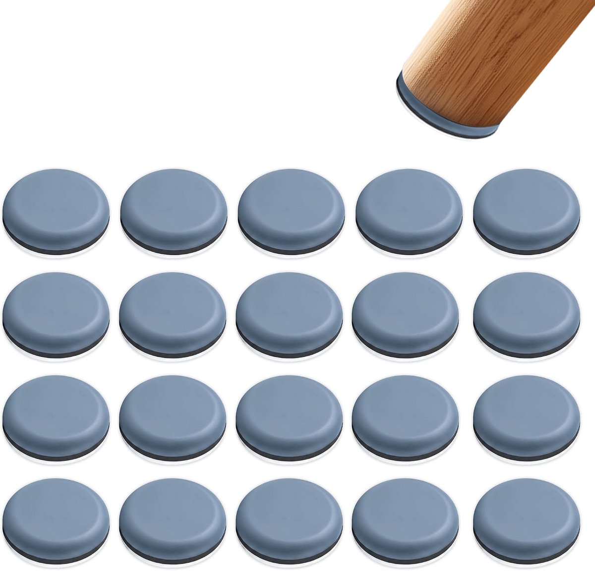zurabini - Meubelglijders - Teflon Meubelglijders 25 mm - Stoelpootdoppen en Stoelpoot Beschermers Rond - Meubelglijders voor Stoelen, Tafels, Banken en Kasten - Zelfklevende Glijpads - Kras- en Geluiddempend - 20 Stuks
