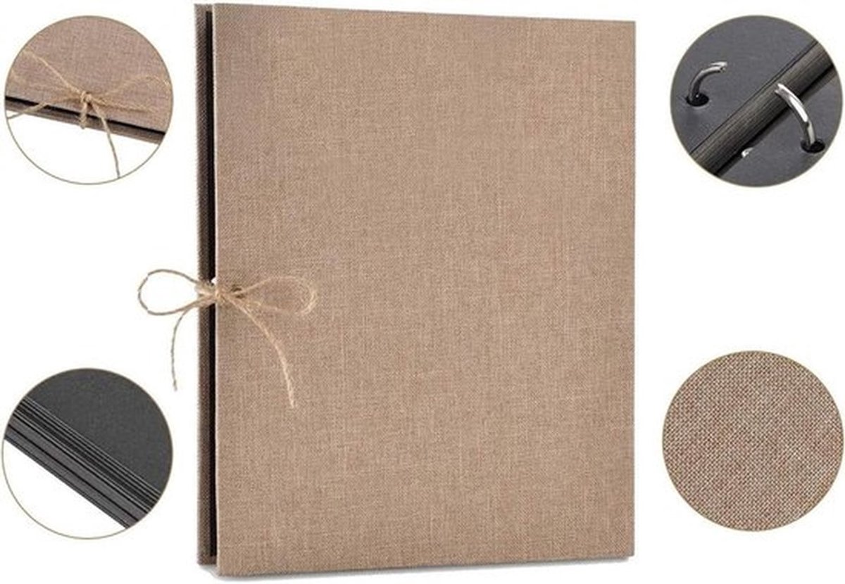 Vintage Fotoalbum met 60 Zwarte Pagina's, Herbruikbaar Scrapbook voor School, Verjaardag en Huwelijk