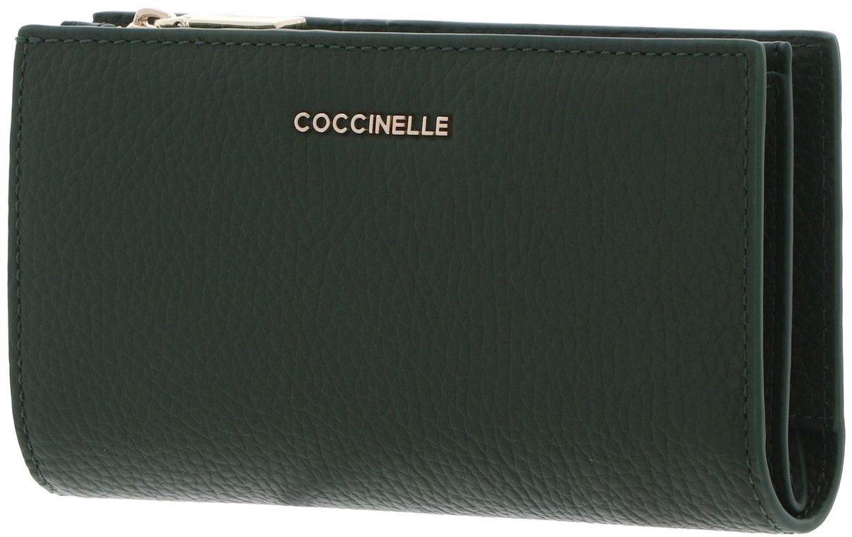 COCCINELLE Leren portemonnee Metallic Soft Wallet Garden Green groen