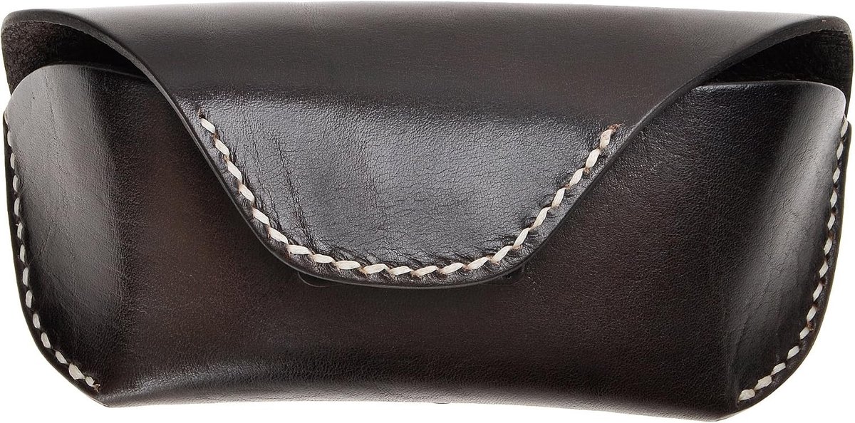 Unisex Semi Hard Echt Lederen Brillen Case met Riemlus voor Receptbrillen en Zonnebrillen, Ideaal voor Bescherming en Draaggemak