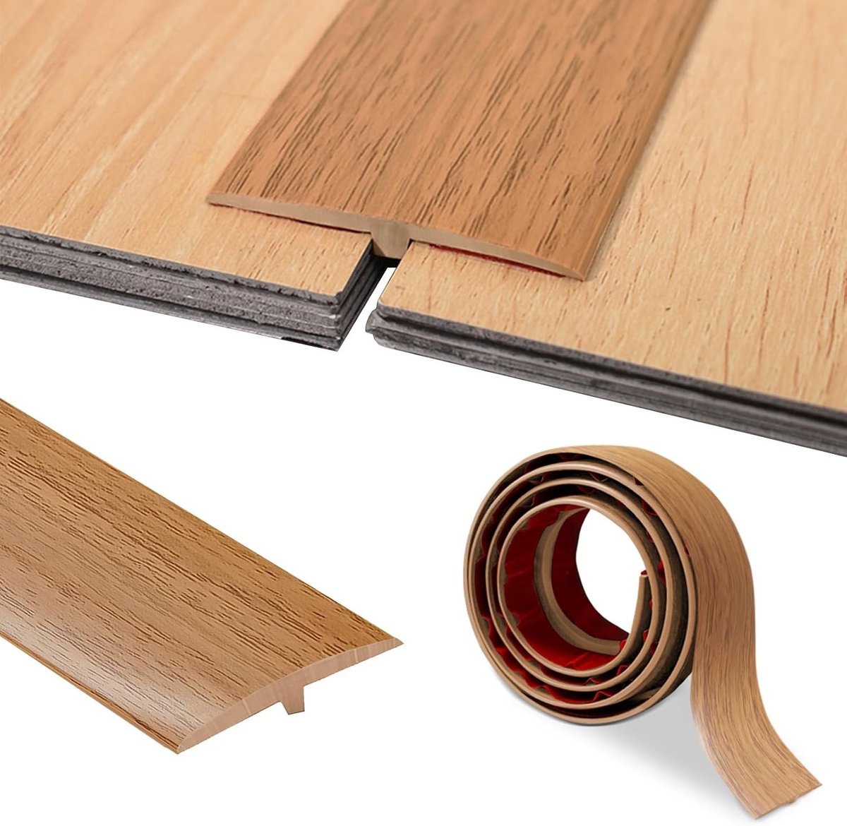 Zelfklevend overgangsprofiel T-profiel, overgangsbalk voor vloeren, 2 x 100 cm, ideaal voor naadloze verbindingen en vloerafwerking