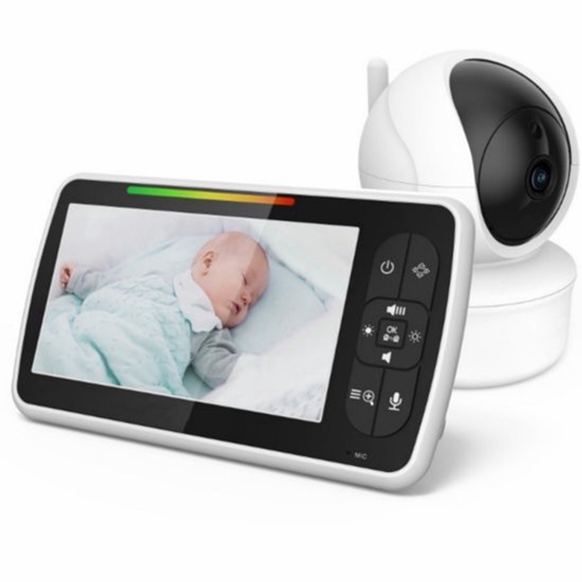 Babyfoon Met Camera En 5 Inch Monitor - 2-Weg Audio - Nachtzicht - 355 Graden Pan - 120 Graden Kantelbaar - Bereik 300 Meter