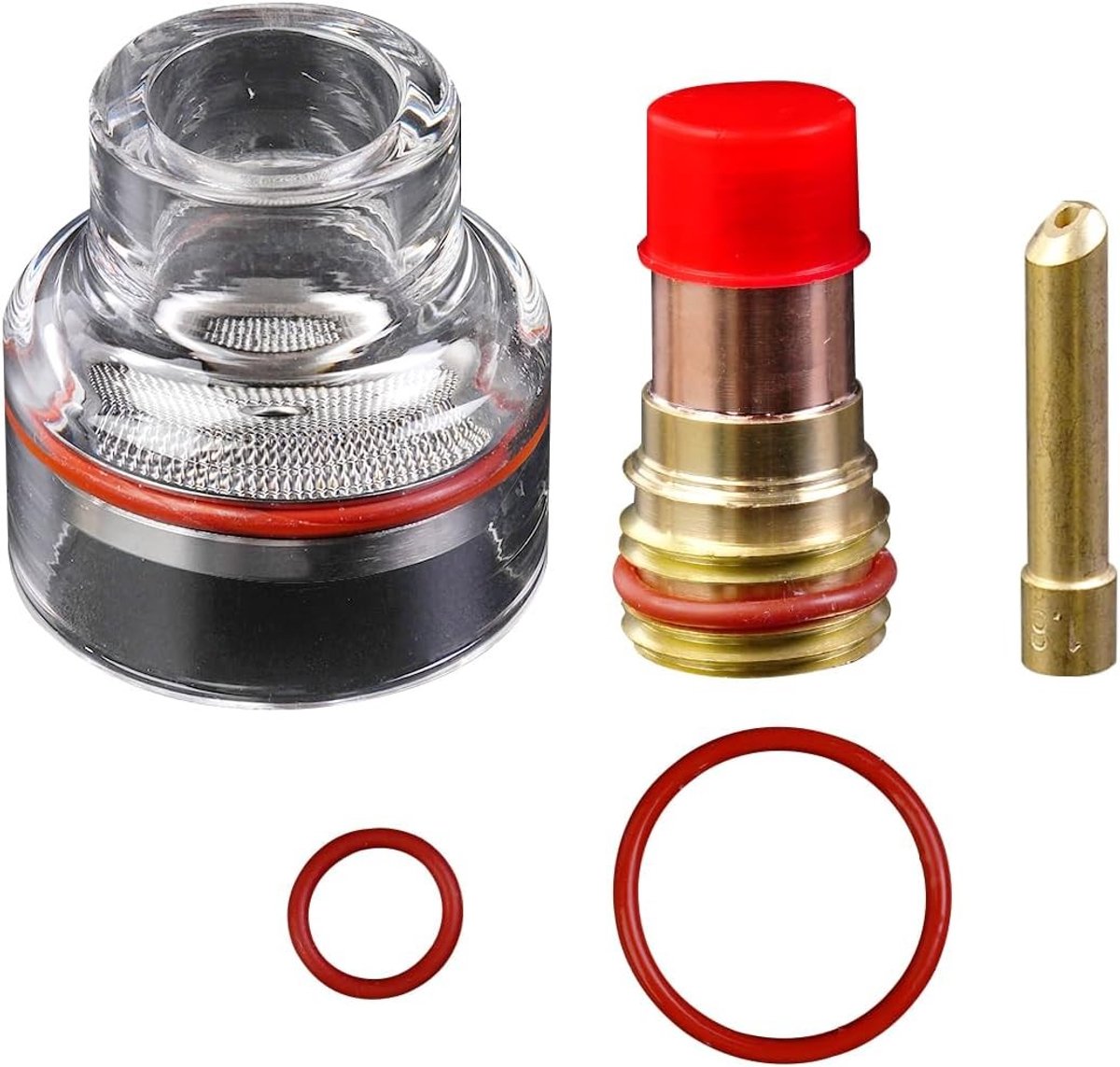TIG Lasdoppen Set met Gaslens en Glazen Cup, Compleet Accessoirepakket voor TIG Lasmachines (1.6mm)