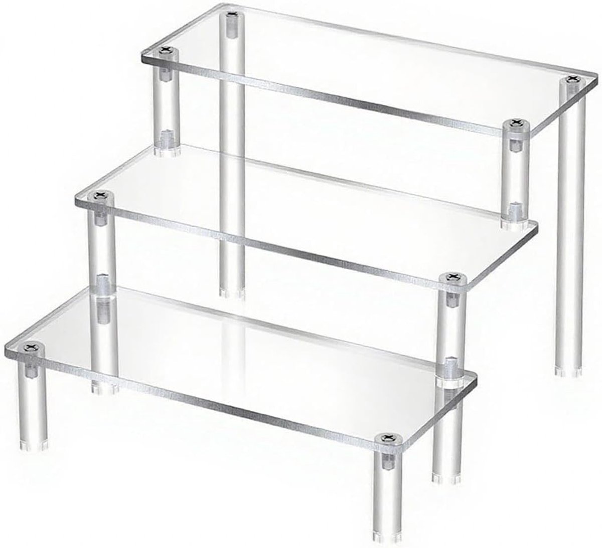 Acryl Display Stand voor Parfum, 20 x 8 cm, Drie Laags Transparante Plank met Schroeven, Ideaal voor Organisatie en Decoratie