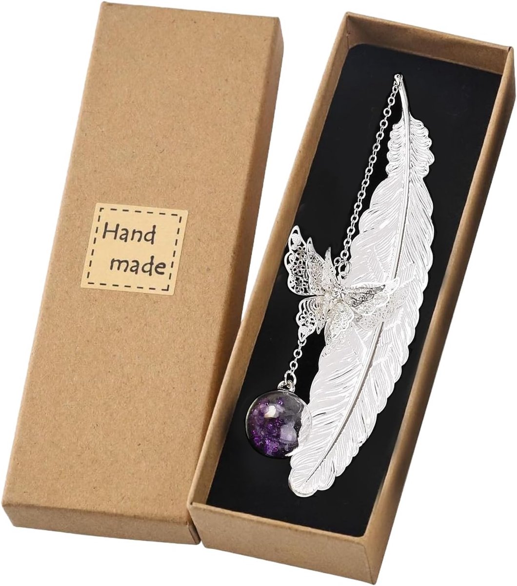 Elegante metalen boekenlegger met vlinder kristal hanger - Perfecte kerstcadeaus voor vrouwen, moeders, vriendinnen en zussen - Duurzaam leesaccessoire voor boekenliefhebbers