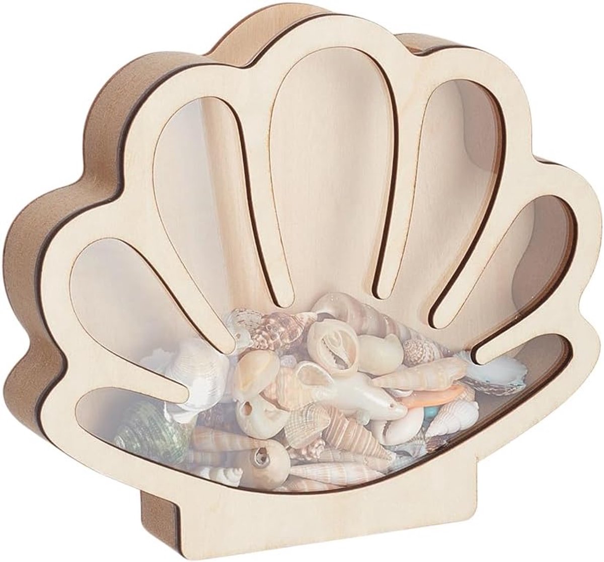 Vitrinedoos - Set van 7 - Circa 15 cm - Hout - Transparant