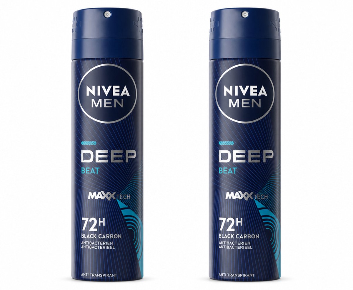 2 x NIVEA MEN - Deospray - Deep Beat - 150 ml - Bulkverpakking - 2 stuks