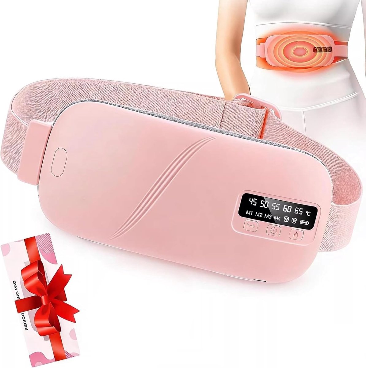 Een heupgordel ter verlichting van menstruatiepijn, met 5 instelbare temperatuurstanden, een groot verwarmingsoppervlak, oplaadbaar en verstelbaar in maat, speciaal ontworpen voor vrouwen.