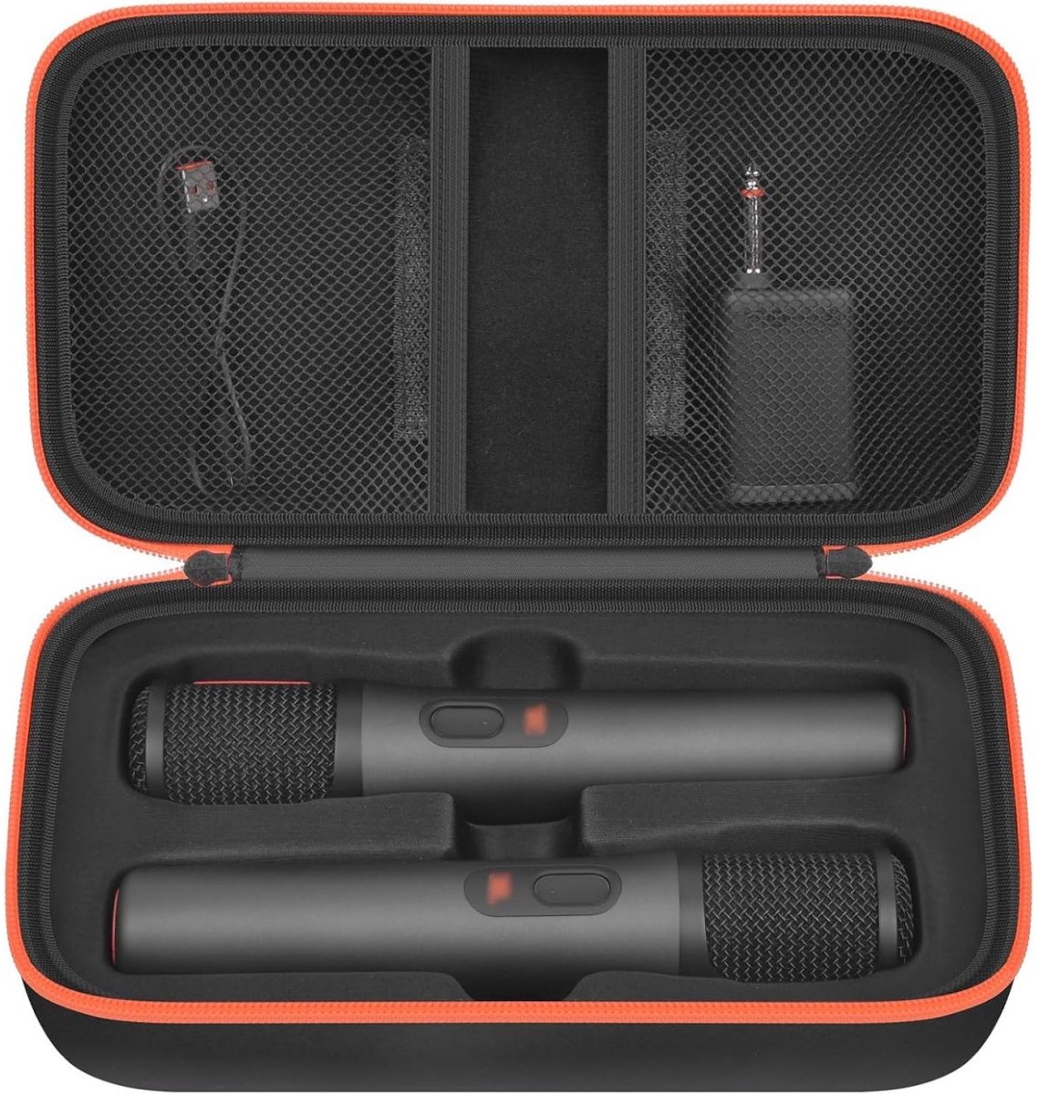 SSTRWGOOD Harde microfoonkoffer - Geschikt voor JBL PartyBox draadloze microfoons - EVA-constructie - biedt ruimte aan 2 microfoons, ontvanger, adapter en kabel - Geschikt voor karaoke, dj'en en reizen - zwart - alleen de koffer