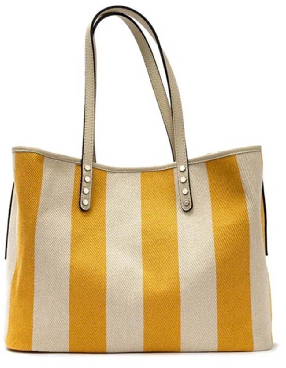 Stuff Maker shopper Kim in geel/beige strepen