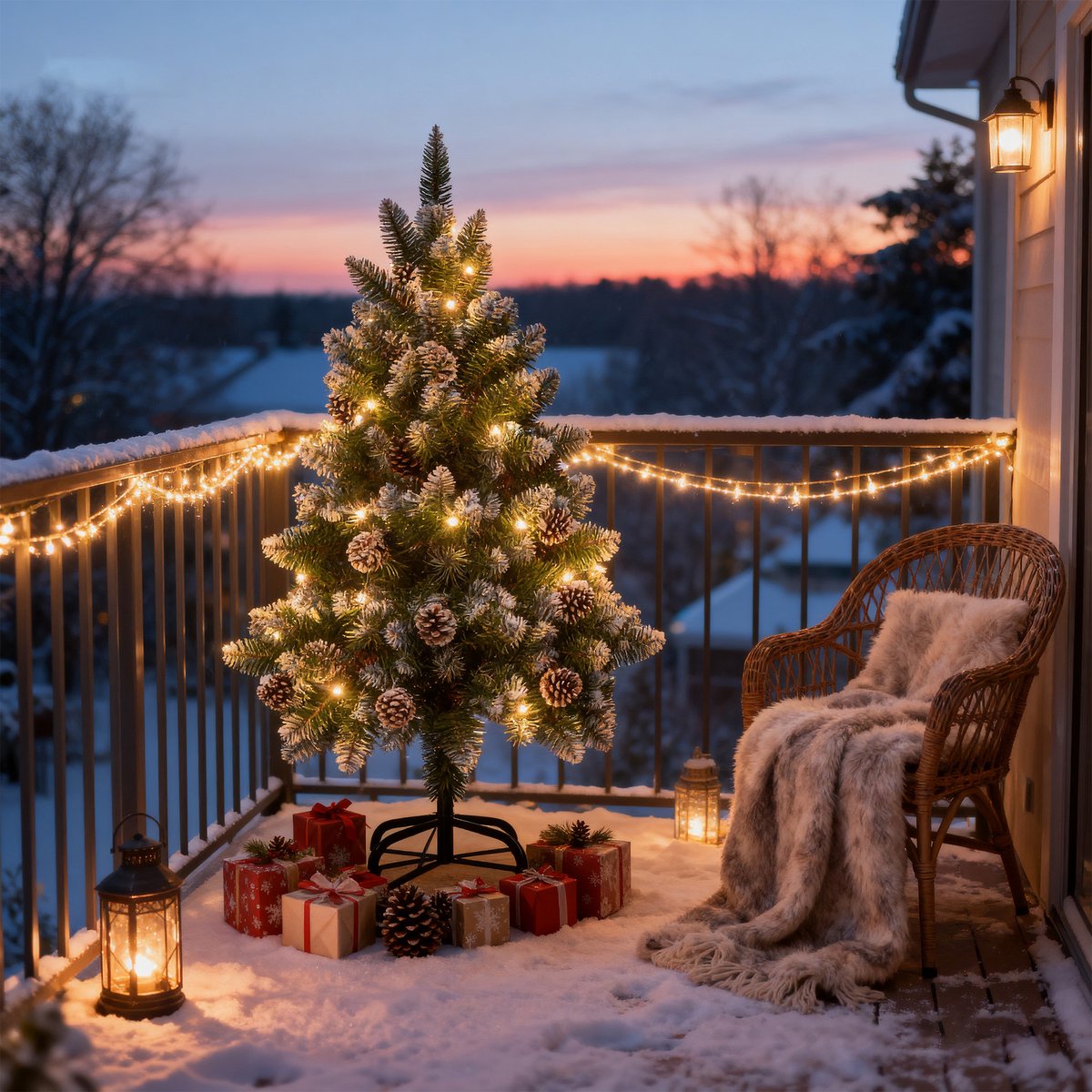 Kunstkerstboom 150 cm met LED Verlichting - Brandvertragend PVC - met Sneeuw en Dennenappels - Metalen Voet - Kerstdecoratie voor Huis en Etalage - NAIZY – foto 4
