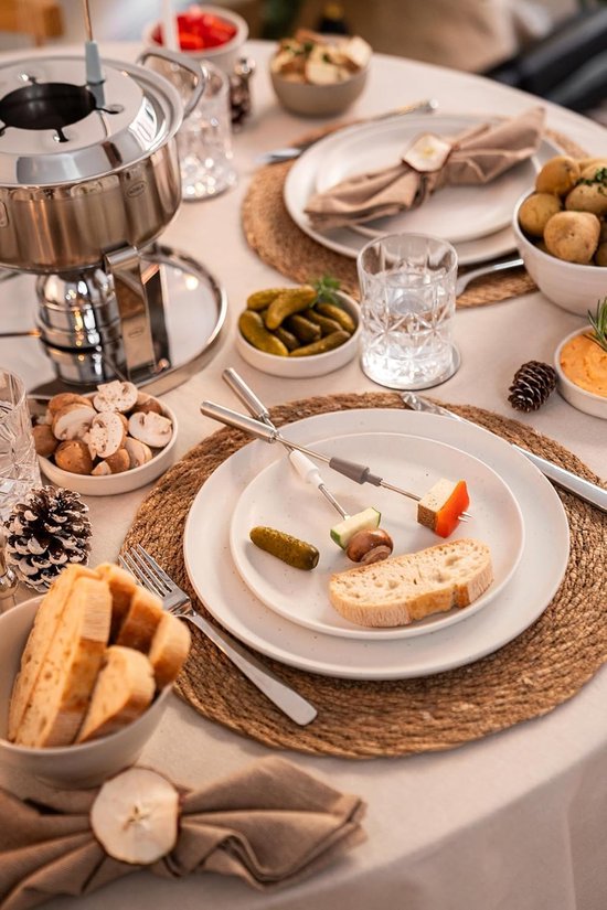 Fondueset 6 personen - Fonduepan met brander - Gezellig Tafelen - Krachtige gasbrander - 20 cm pan - Zilverkleurig — afbeelding 4