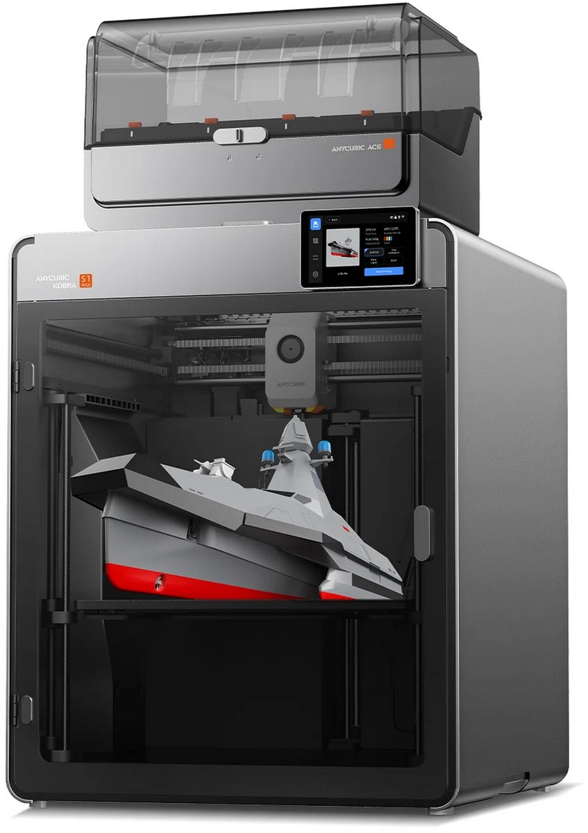 Anycubic Kobra S1 Max Combo 3D Printer – 350x350x350mm CoreXY, 16-Kleuren Multicolor Printing, Verwarmde Kamer 65°C