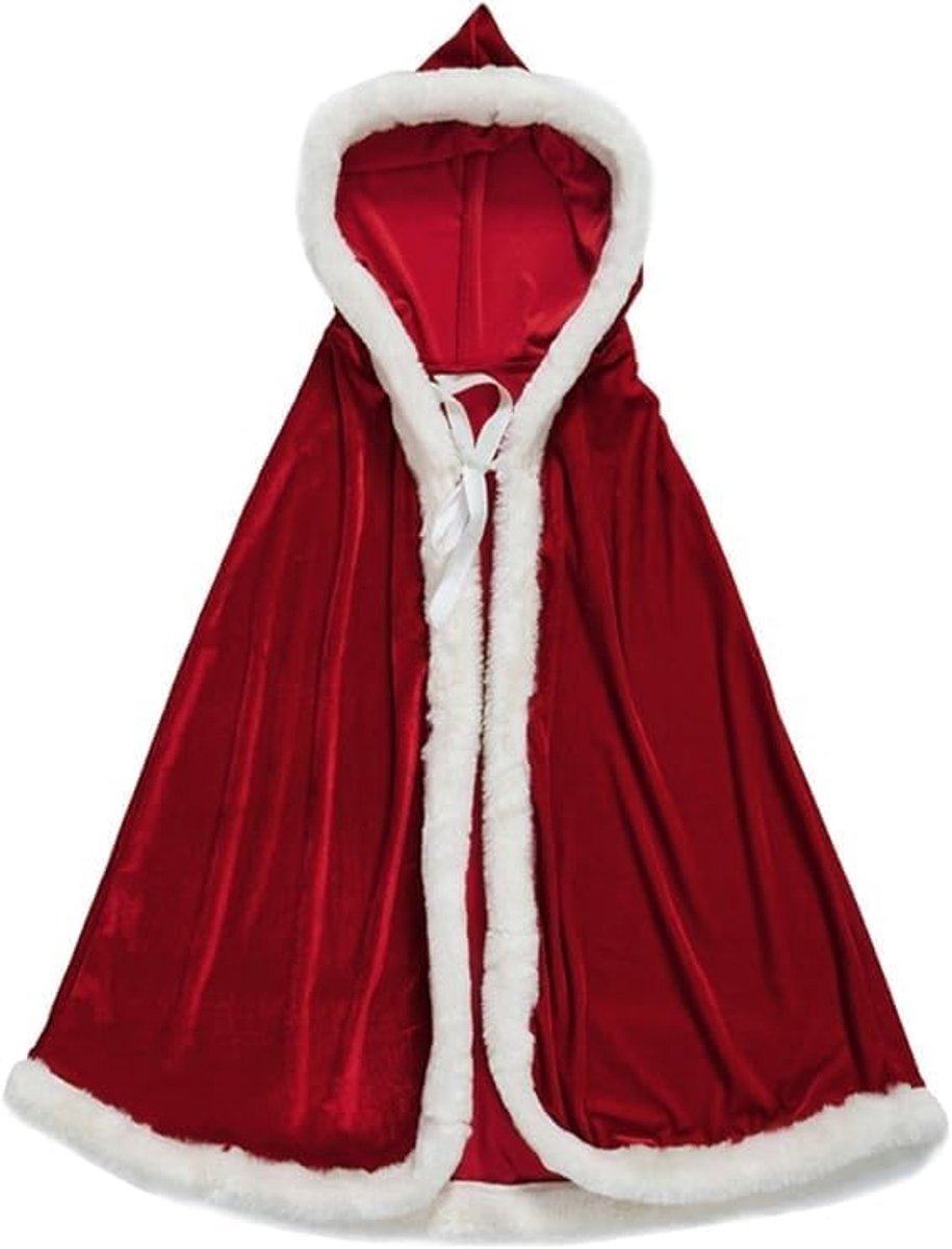 Santa Claus Kapmantel in Rood Fluweel, Kerst Kostuum voor Kinderen en Volwassenen, Feestoutfit en Cape Dress