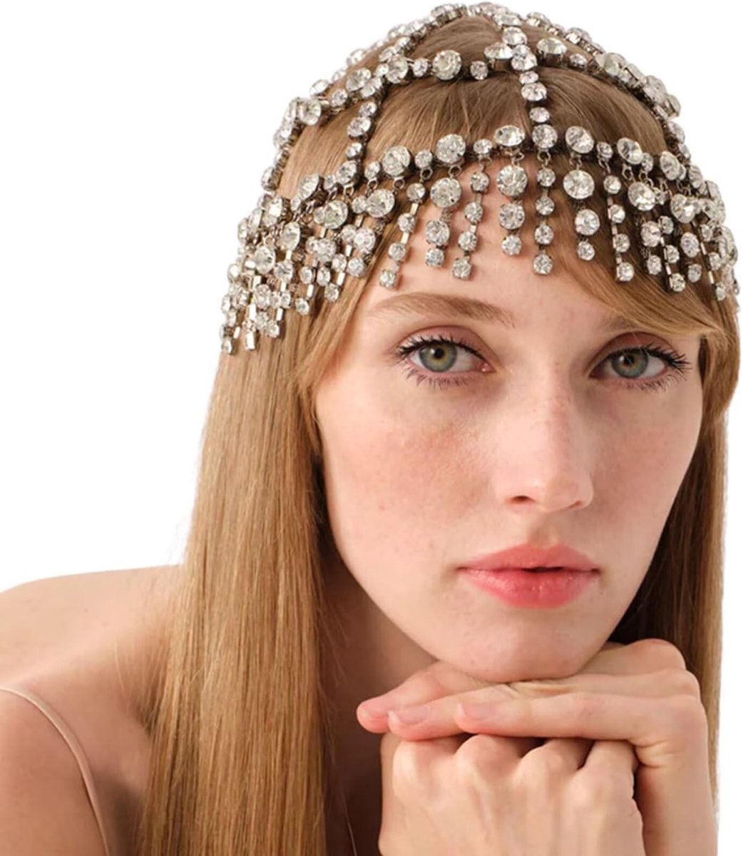 Kristallen Tassel Haar Ketting voor Festivals - Hoofdband en Sieraden voor Feestkleding