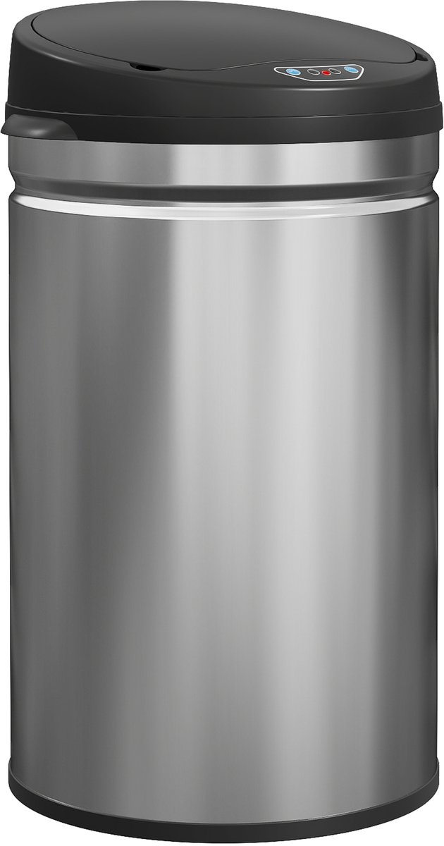 HOMCOM Sensorprullenbak Roestvrij staal, kunststof 32L x 30,5B x 51H cm Zilver