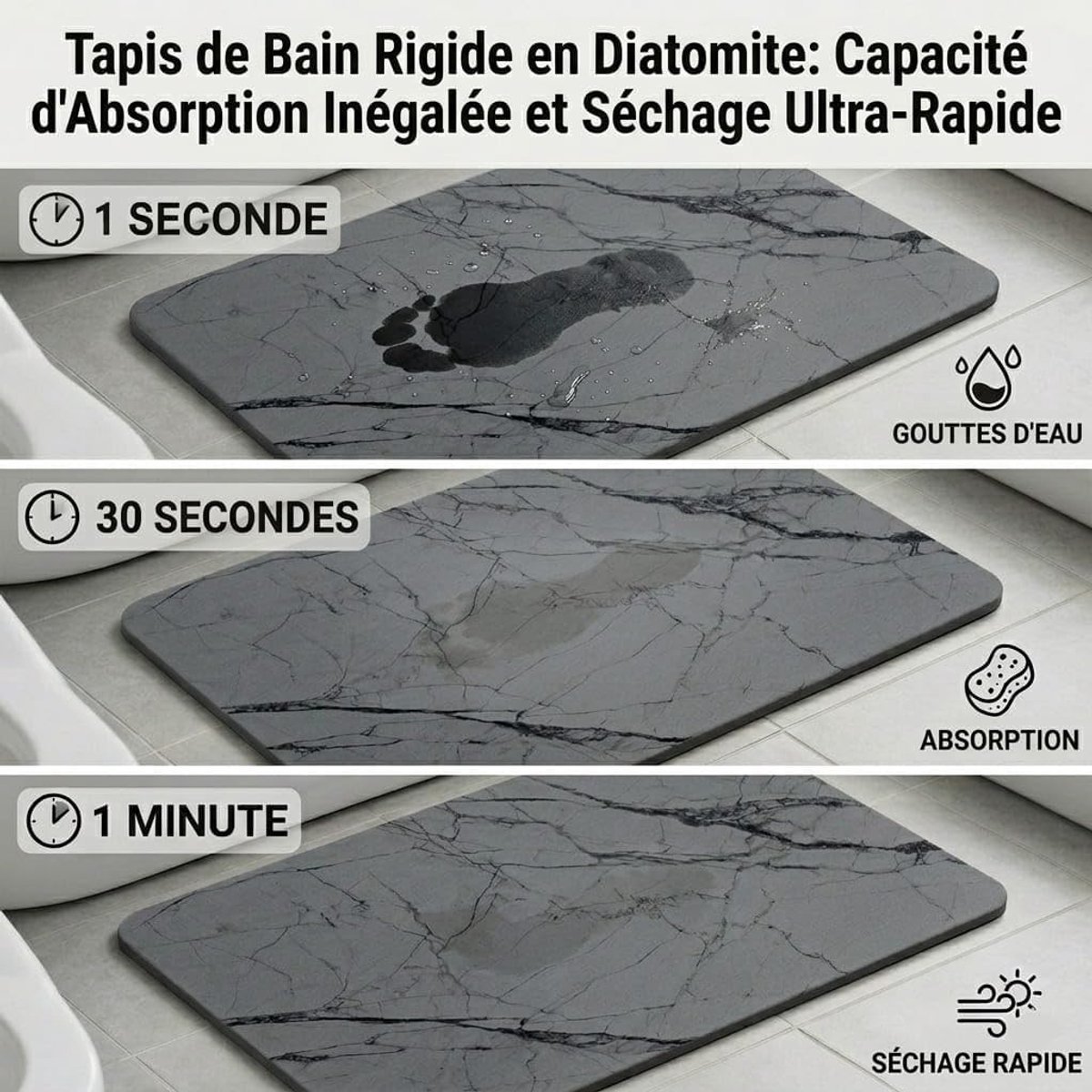Badmat - 60 x 40 cm - Modern - Antislip - Absorberend