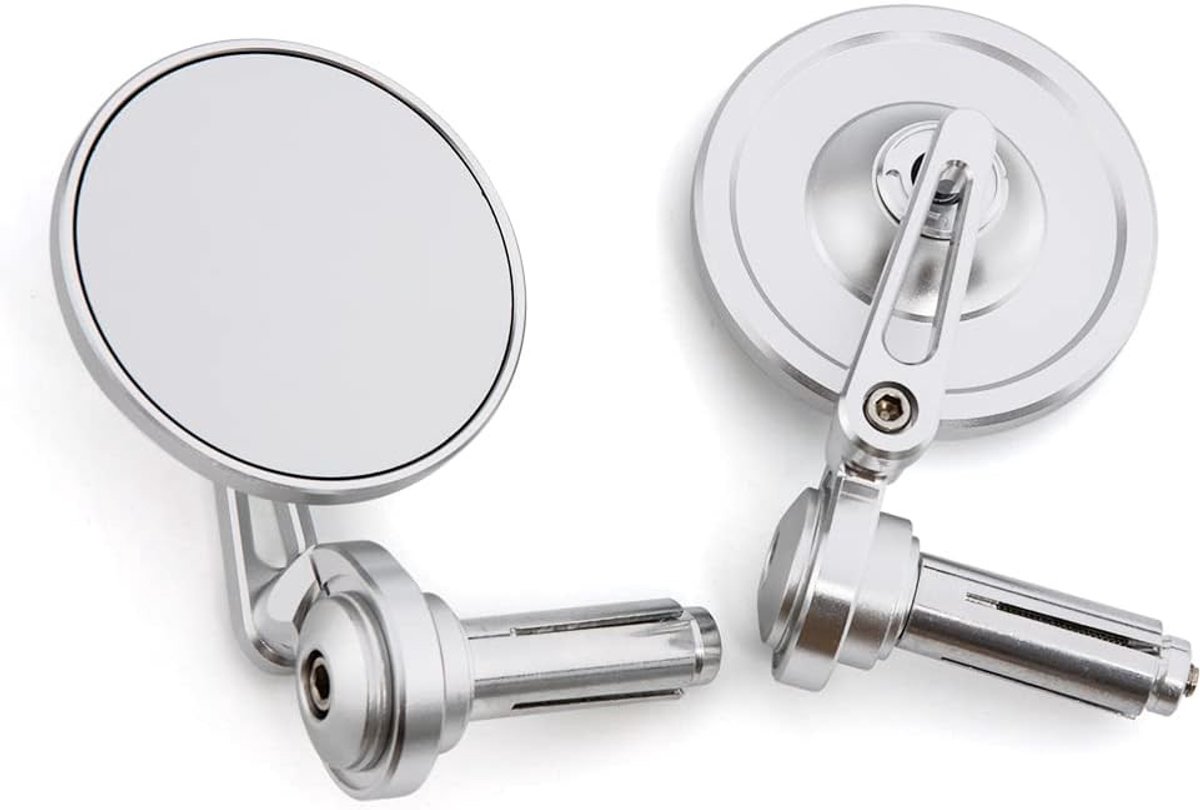 CNC-aluminium stuurspiegel voor motorfiets, 7,5 cm zijspiegel voor café racer, scooter en e-bike, achteruitkijkspiegel in zilver