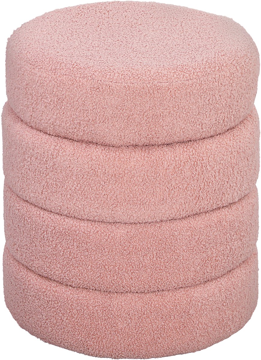 HOMCOM Voetenbankje Polyester, Schuim Ø40 x 45H cm Roze