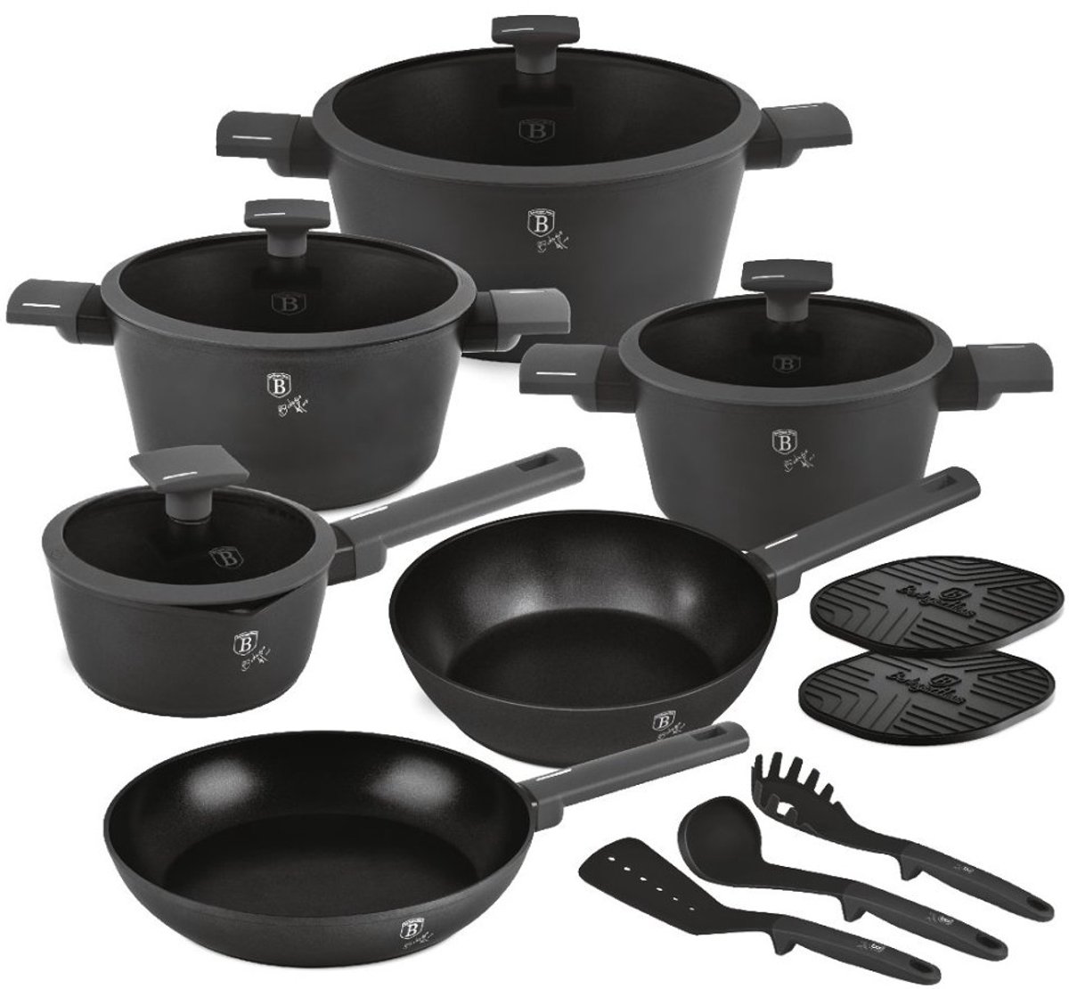 Serviesset met titaniumcoating, 15-delig, Antracit Collection