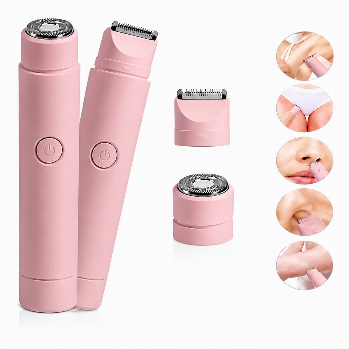 TEKROA® Ladyshave & Bikinitrimmer – 2-in-1 Elektrisch – Pijnloze Ontharing voor Gevoelige Huid – Met USB C – roze