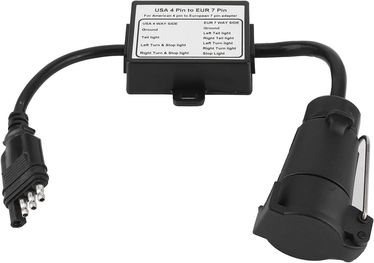 4-Pins Trailer Connector Adapter voor EUR en US, Licht Converter en Coupling Adapter voor Aanhangers