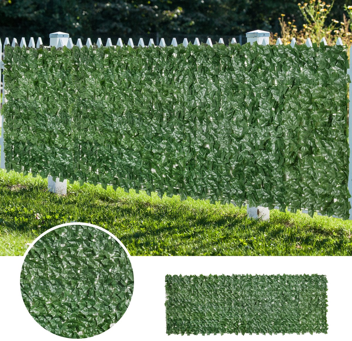 Kunstmatige haag - privacyscherm - decoratieve rol - 3L x 1H m - realistisch bladwerk - UV - bestendig - groen