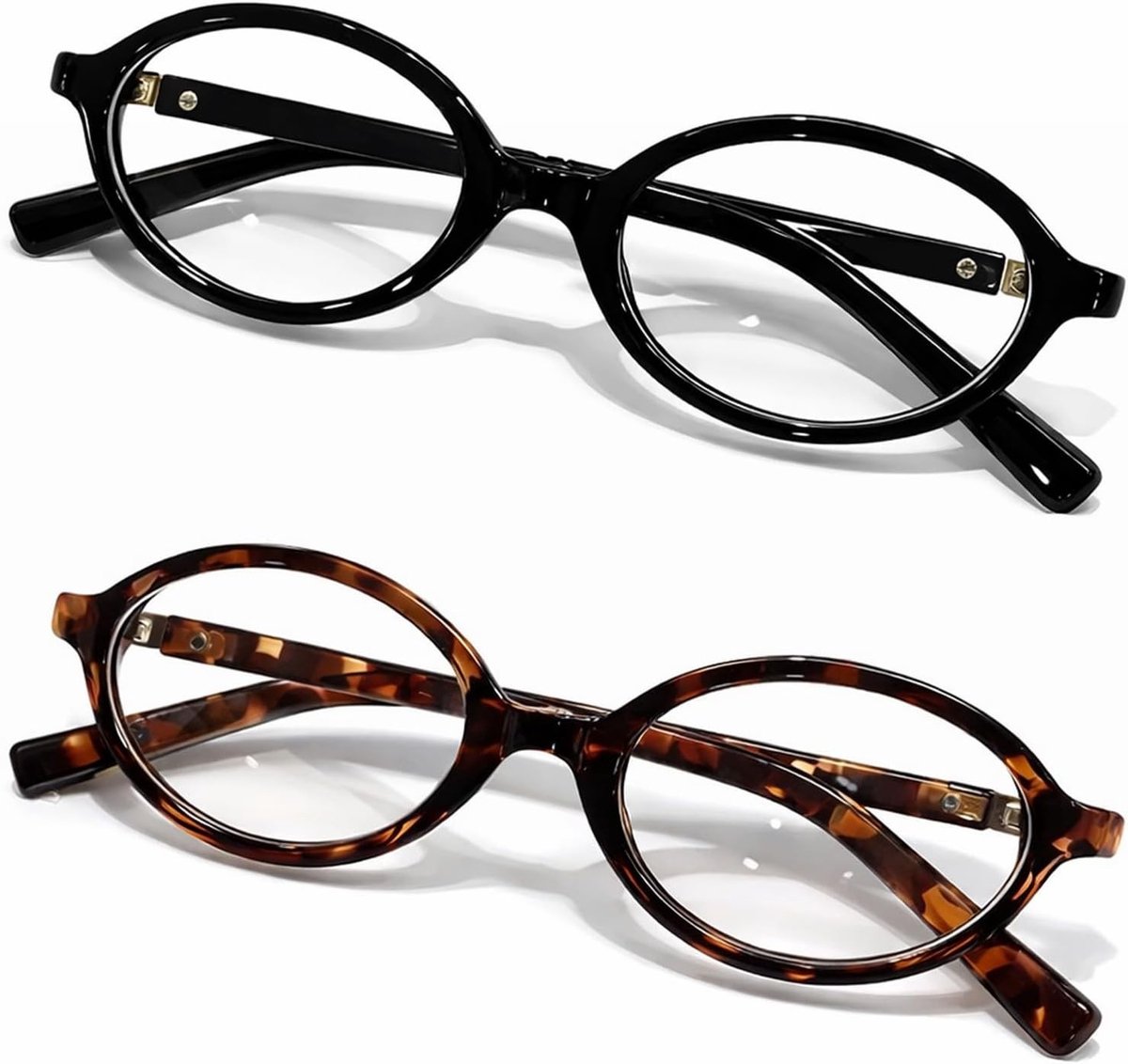 Retro Oval Zonnebrillen voor Dames en Heren, 90s Vintage Stijl met UV Bescherming - 2 Stuks