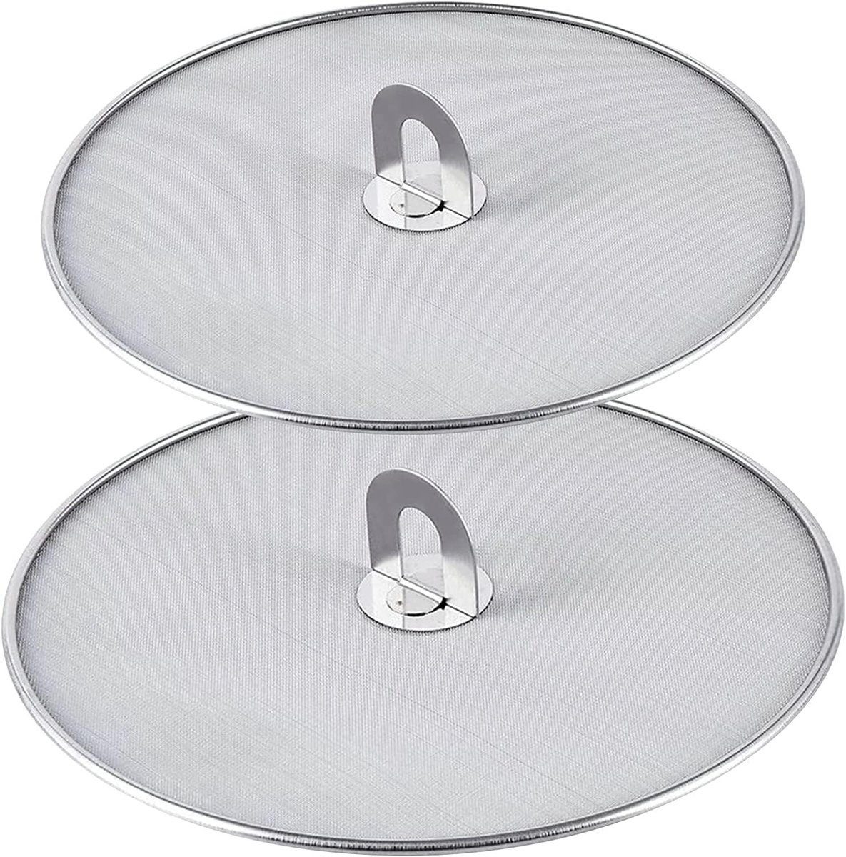2-delige RVS Modderbescherming met Vouwbare Keukenhandgreep, Olie Deksel voor Pannen (25cm + 32cm) - Keukenaccessoires, Koken, Pannenbescherming