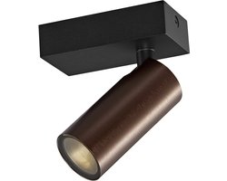 Xia spot 1L, kantelbare GU10-spot in bronskleurige afwerking, dimbaar, IP44, geschikt voor badkamer, lichtbron niet inbegrepen.