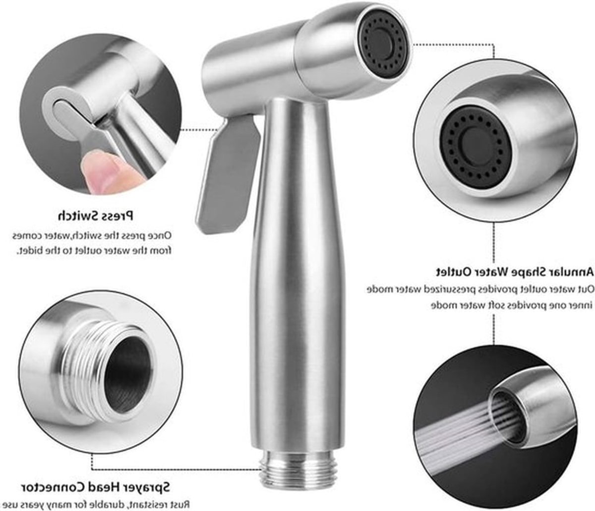 Draagbare bidet-sproeier met watertank, haak en 59 inch doucheslang voor hygiënische toiletreiniging en badkamergebruik