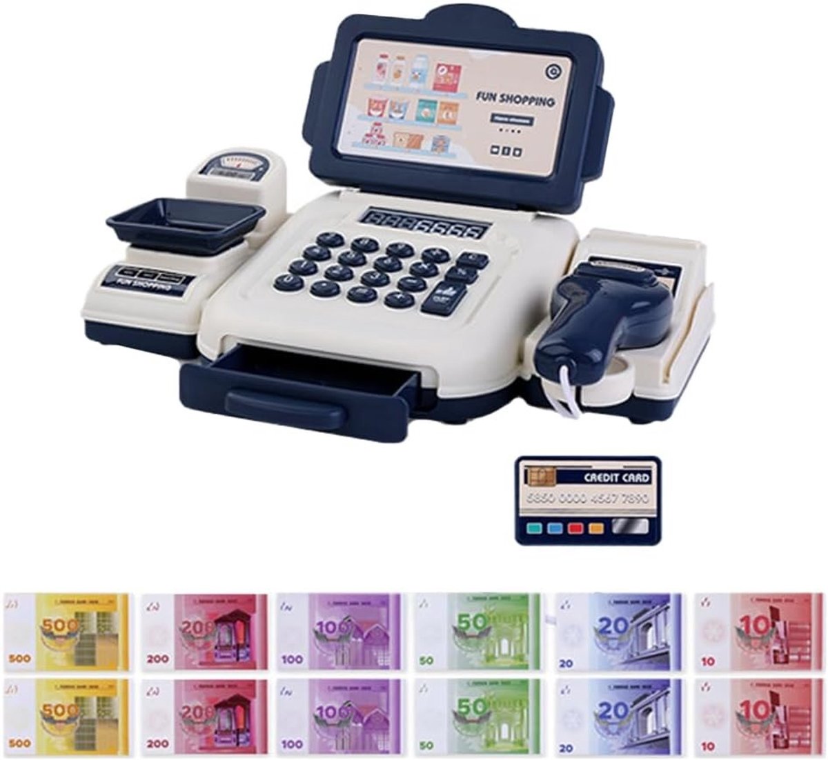 Speelgoedkassa met scanner en geluidsmicrofoon - Winkelaccessoires voor rollenspel, cadeau voor jongens en meisjes