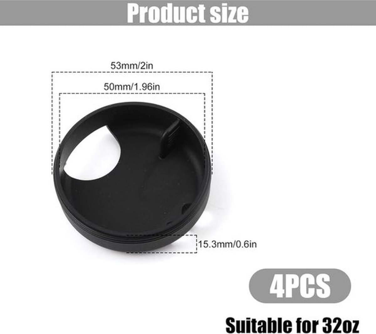 Siliconen Spatbescherming 4 Stuks 32 oz Brede Mond Waterflessen Accessoire Zwart