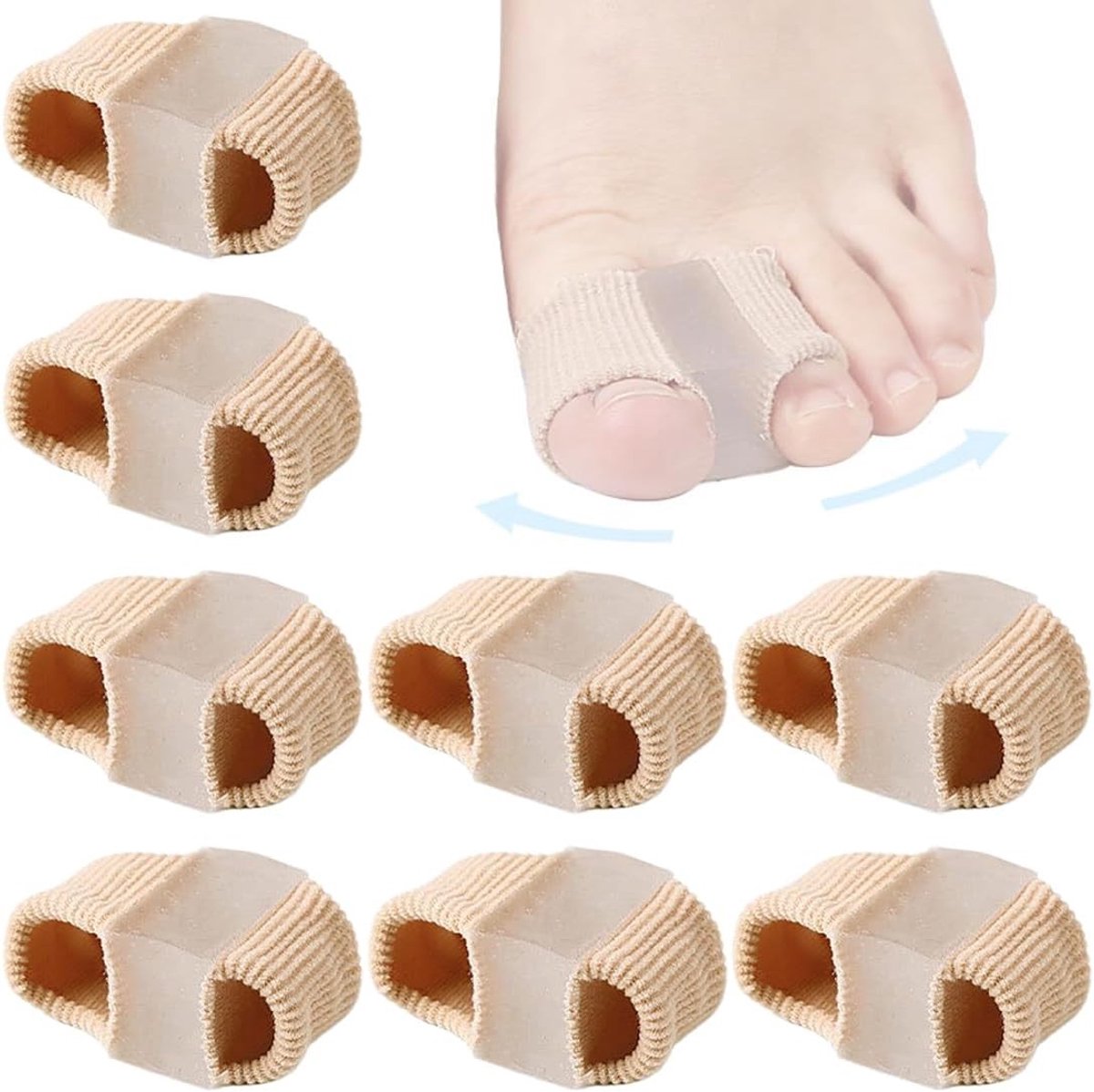 Set van 8 Siliconen Tussenspreiders voor Hallux Valgus, Teencorrectie en Voetcomfort voor Mannen en Vrouwen